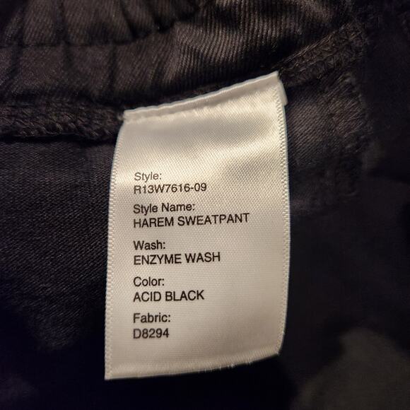 R13 Black Cotton Sweatpants” w/Leopard Tie Belt L 12 10 14 - Picture 9 of 9